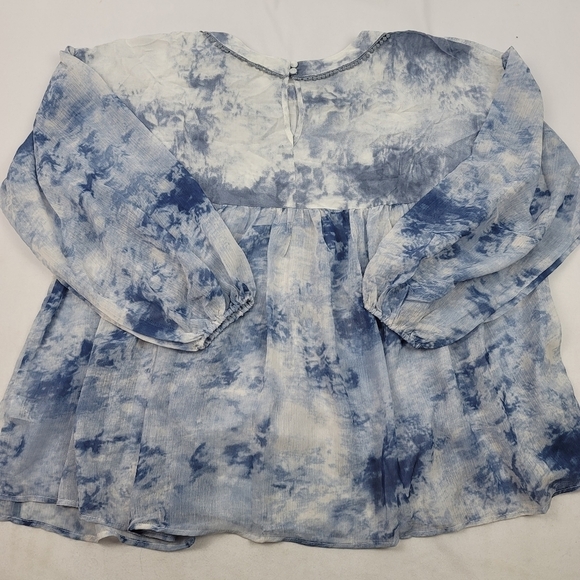 NWT Sheer bottom & sleeve tye dye smock blouse - Picture 4 of 5